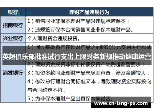 英超俱乐部批准试行支出上限财务新规推动健康运营